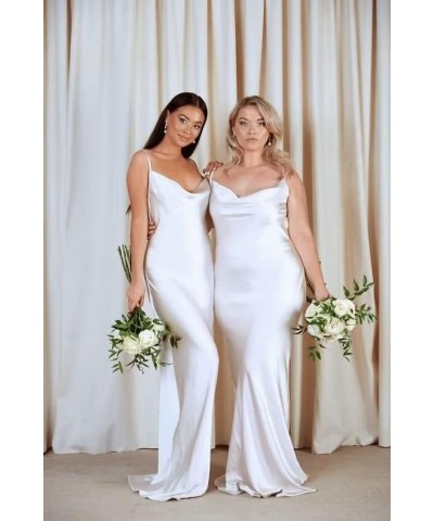 Spaghetti Straps Satin Wedding Dresses V Neck Bridesmaid Dresses Mermaid Prom Dresses for Women Dark Green $34.50 Dresses