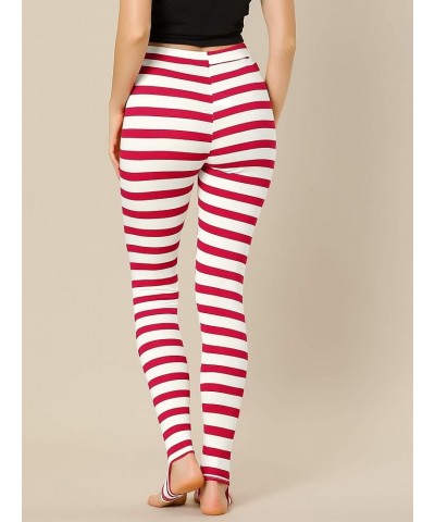 Women's Leggings Printed High Waist Elastic Waistband Party Yoga Christmas Stirrup Pants Red White-stripe $12.74 Leggings