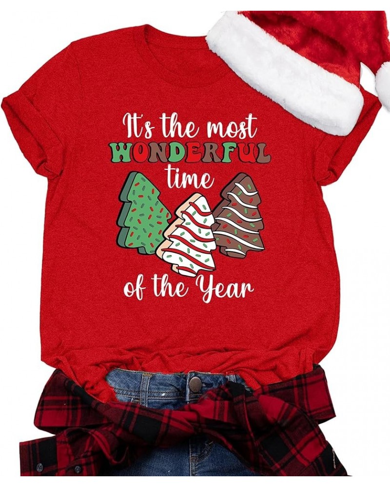 Merry Christmas Shirts for Women Xmas Buffalo Plaid Tree Shirt Top Short Sleeve Casual Graphic Print T Shirt Red5 $11.79 T-Sh...