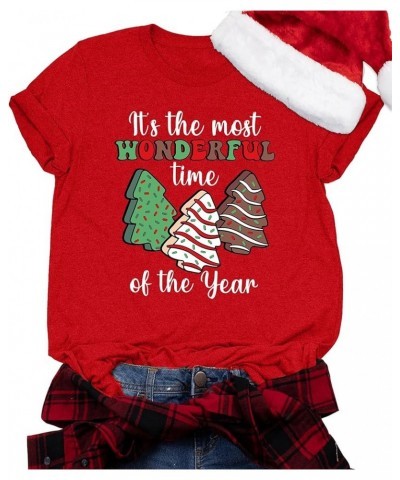 Merry Christmas Shirts for Women Xmas Buffalo Plaid Tree Shirt Top Short Sleeve Casual Graphic Print T Shirt Red5 $11.79 T-Sh...