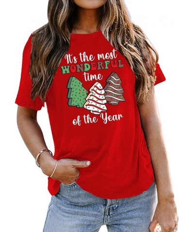 Merry Christmas Shirts for Women Xmas Buffalo Plaid Tree Shirt Top Short Sleeve Casual Graphic Print T Shirt Red5 $11.79 T-Sh...