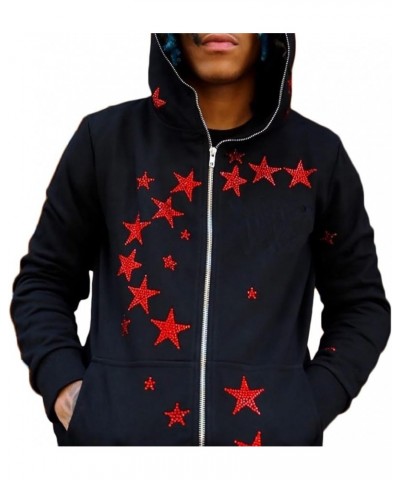 Y2k Rhinestone Full Zip Up Hoodies Goth Punk Oversize Jacket for Women Men Graphic Sparkly Hooded Sweatshirt G-black $15.19 H...