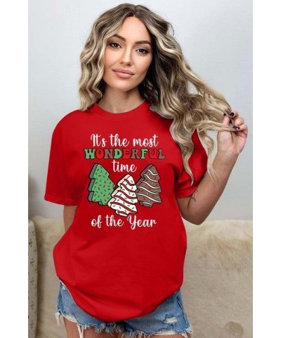 Merry Christmas Shirts for Women Xmas Buffalo Plaid Tree Shirt Top Short Sleeve Casual Graphic Print T Shirt Red5 $11.79 T-Sh...