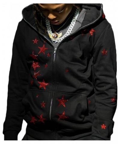 Y2k Rhinestone Full Zip Up Hoodies Goth Punk Oversize Jacket for Women Men Graphic Sparkly Hooded Sweatshirt G-black $15.19 H...