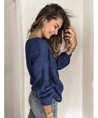 Women's Button Down Cardigan Sweaters Trendy Long Sleeve Open Front Knit Cardigans Outerwear 1-navy Blue $11.04 Sweaters