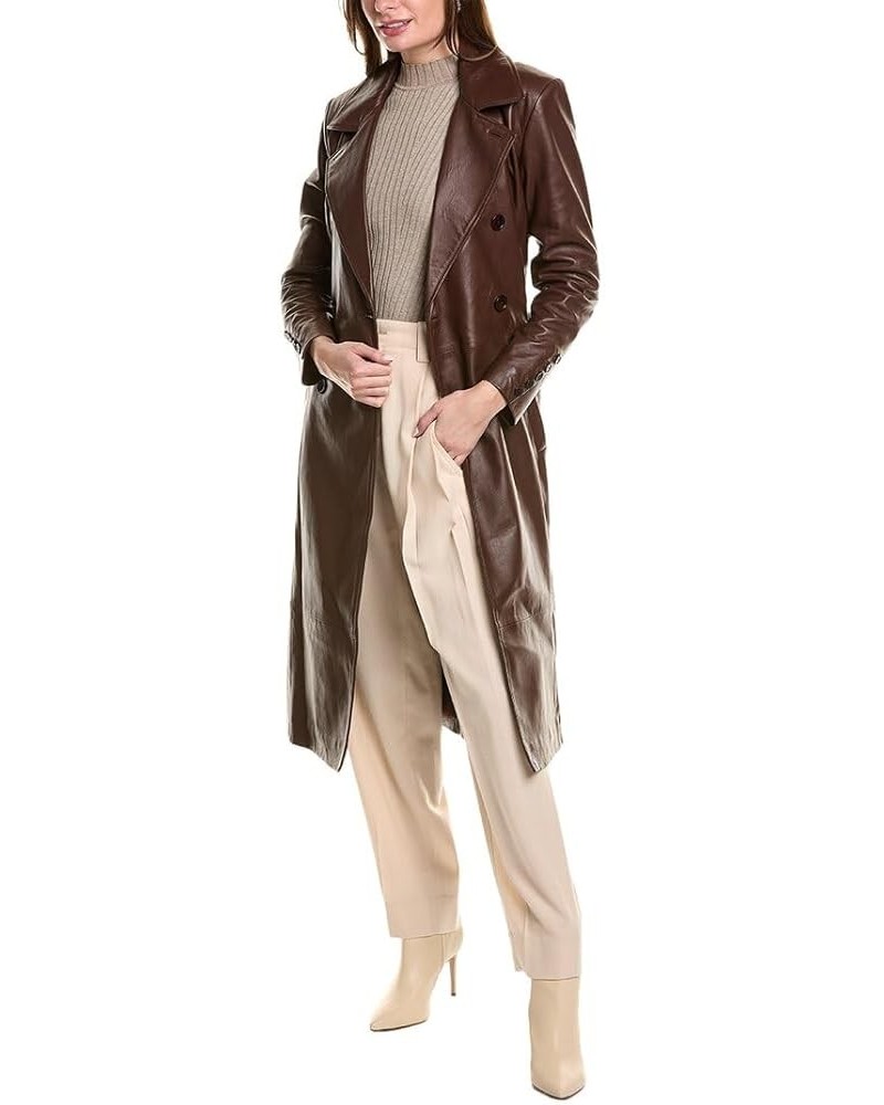 Erma Leather Trench Coat Brown $102.00 Coats