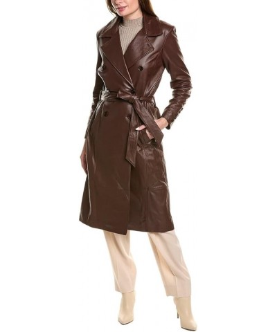 Erma Leather Trench Coat Brown $102.00 Coats