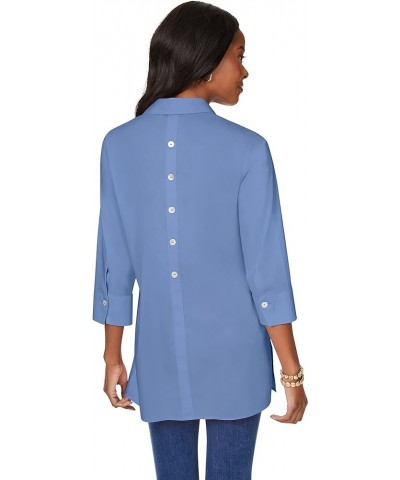 Women's Pamela 3/4 Sleeve Stretch Solid Tunic Blue Denim $27.93 Tops