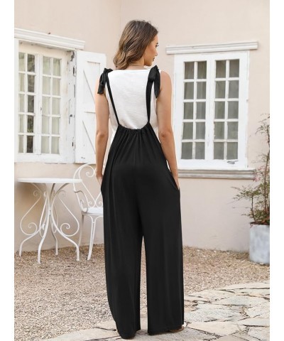 Women's Casual Loose Sleeveless Jumpsuit Overalls Adjustable Strap Wide Leg Romper with Pockets Black $17.67 Overalls