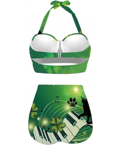 Women Two Piece Swimsuit Set Novelty V-Neck Sexy Backless Top Mid Rise Bottom Bathing Suit Bikini Set S-2XL St. Patrick's Day...