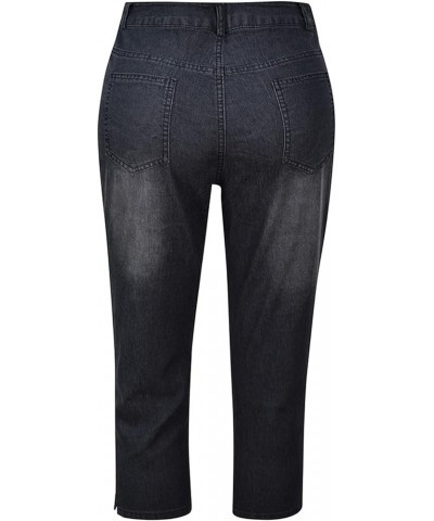 Womens Capri Jeans Lace Trim Low Rise Distressed Skinny Slim Fit Stretch Crop Denim Leggings with Pockets A $15.13 Jeans