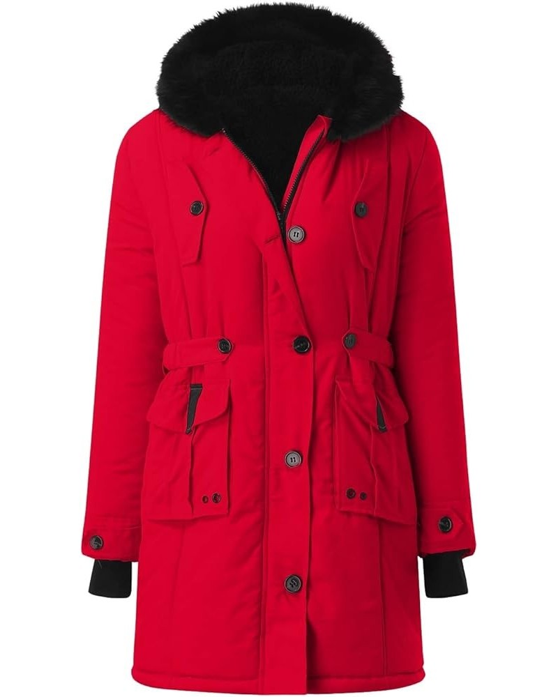 Women Plus Size Winter Coat Lapel Collar Long Sleeve Jacket Vintage Thicken Coat Jacket Womens Short Jackets And Ab-red $19.7...