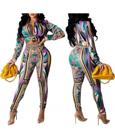 2 Piece Legging Pant Sets for Women Floral Print Long Sleeve Tracksuits Outfits Purple10588 $23.09 Activewear