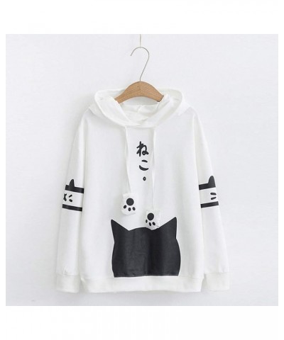 Cute Hoodies for Girls 10-12 Years Old Cute Sweatshirt Sleeve Fashion Tops Hooded Cotton Women Cat Fashion X05-white $11.21 Tops