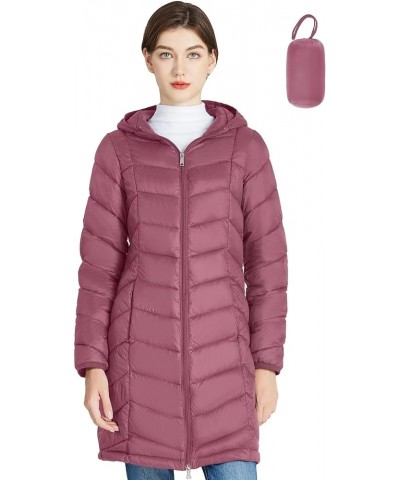 Women’s Lightweight Puffer Coat Long Hooded Puffer Jakcet Packable Warm Winter Coat Red $21.60 Jackets