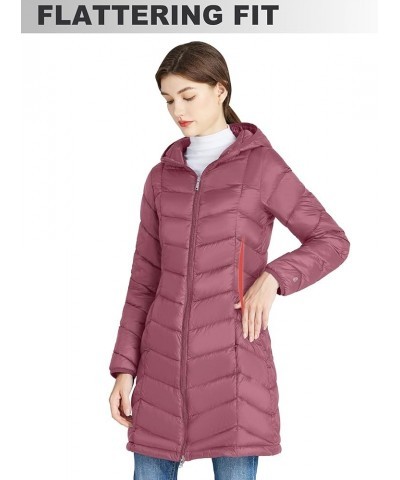 Women’s Lightweight Puffer Coat Long Hooded Puffer Jakcet Packable Warm Winter Coat Red $21.60 Jackets