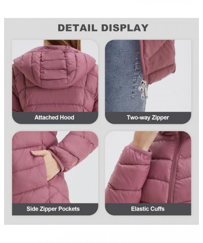 Women’s Lightweight Puffer Coat Long Hooded Puffer Jakcet Packable Warm Winter Coat Red $21.60 Jackets