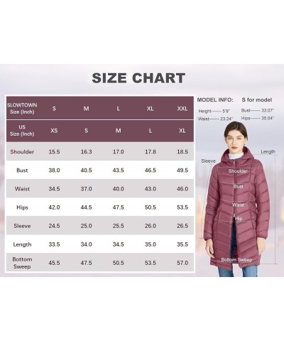 Women’s Lightweight Puffer Coat Long Hooded Puffer Jakcet Packable Warm Winter Coat Red $21.60 Jackets