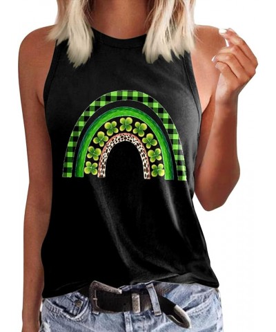 Women's St Patrick's Day Tank Tops Lucky Irish Shamrock Paddy's Day Graphic Tee Shirt Summer Scoop Neck Loose Vest Z04-black ...