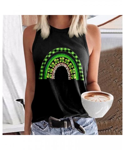 Women's St Patrick's Day Tank Tops Lucky Irish Shamrock Paddy's Day Graphic Tee Shirt Summer Scoop Neck Loose Vest Z04-black ...