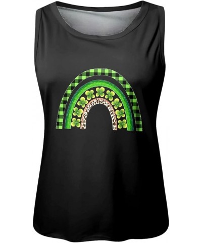 Women's St Patrick's Day Tank Tops Lucky Irish Shamrock Paddy's Day Graphic Tee Shirt Summer Scoop Neck Loose Vest Z04-black ...