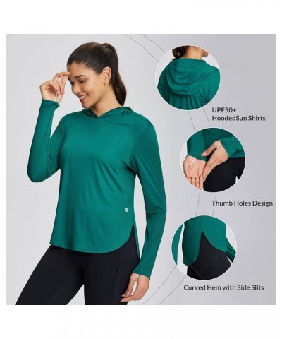 Women's UPF 50+ Sun Shirt with Hoodie SPF Long Sleeve UV Protection Clothing Hiking Fishing Outdoor Lightweight Duck Green $1...