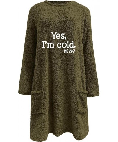 Long Fuzzy Fleece Sweatshirt for Women Solid Color Pullover Tops Sherpa Pullover with Pockets Warm Long Sleeve Top Lgreen $10...