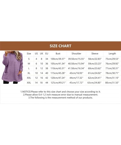 Long Fuzzy Fleece Sweatshirt for Women Solid Color Pullover Tops Sherpa Pullover with Pockets Warm Long Sleeve Top Lgreen $10...