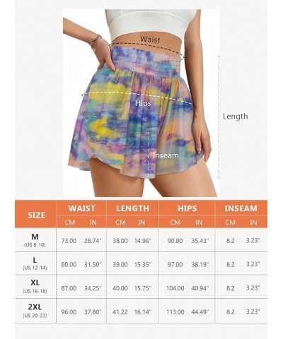 2023 Womens Flowy Butterfly Summer Beach Shorts 2 in 1 High Waisted Workout Running Shorts with Pocket Tie-dye $10.19 Activewear