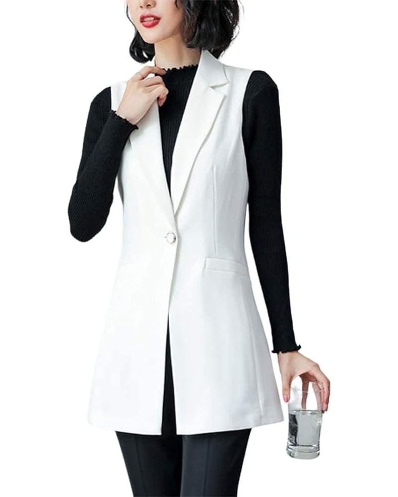 Women's Work Blazer Vest Sleeveless Open Front Cardigan Vests Lapel Business Blazer Jacket White $17.00 Vests