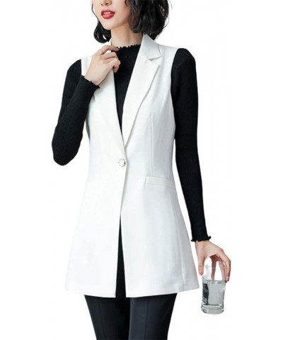 Women's Work Blazer Vest Sleeveless Open Front Cardigan Vests Lapel Business Blazer Jacket White $17.00 Vests