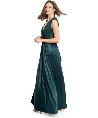 Women's Krista V Neck Tie Waist Coated Jersey Slit Front Maxi Dress Pine $48.43 Dresses