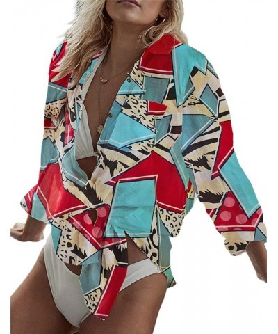 Women Loose Swimsuit Cover Ups Bikini Coverups Sleeve Beach Shirt Dress A2-blue Red $7.64 Swimsuits