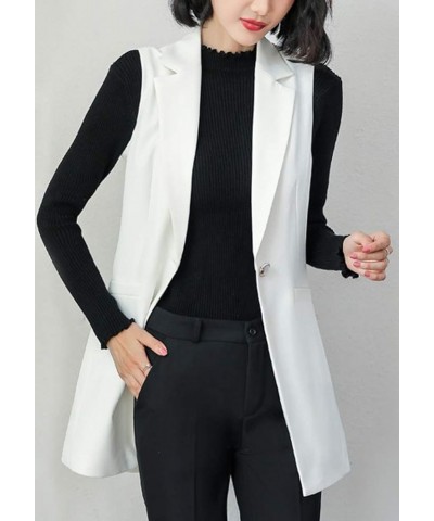 Women's Work Blazer Vest Sleeveless Open Front Cardigan Vests Lapel Business Blazer Jacket White $17.00 Vests