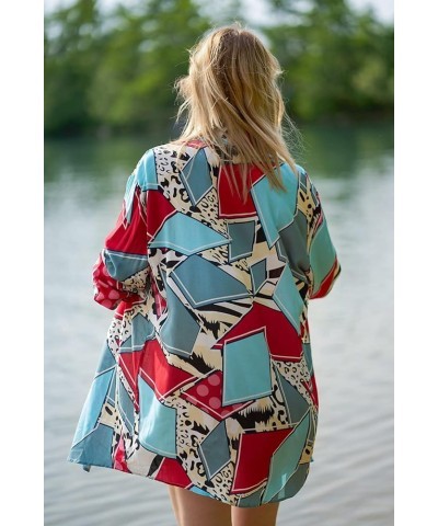 Women Loose Swimsuit Cover Ups Bikini Coverups Sleeve Beach Shirt Dress A2-blue Red $7.64 Swimsuits