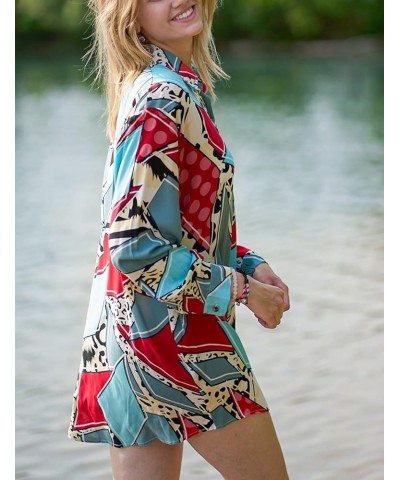 Women Loose Swimsuit Cover Ups Bikini Coverups Sleeve Beach Shirt Dress A2-blue Red $7.64 Swimsuits