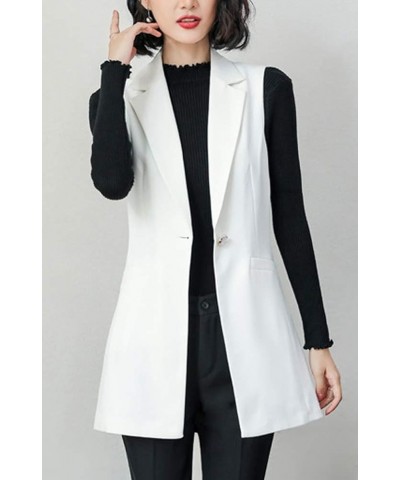 Women's Work Blazer Vest Sleeveless Open Front Cardigan Vests Lapel Business Blazer Jacket White $17.00 Vests