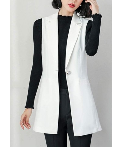 Women's Work Blazer Vest Sleeveless Open Front Cardigan Vests Lapel Business Blazer Jacket White $17.00 Vests