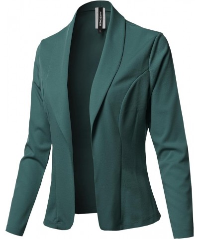 Women's Awesome 21 Solid Long Sleeve Open Front Office Blazer Jacket Aawcjl0072 Hunter Green $15.67 Blazers