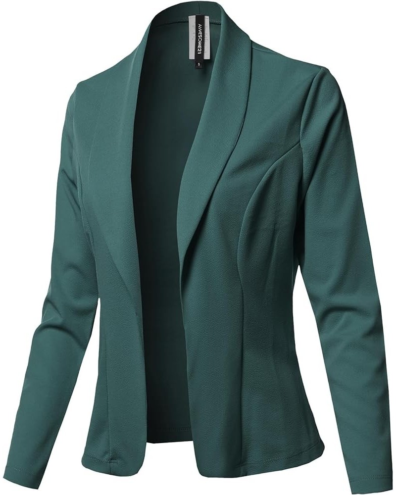 Women's Awesome 21 Solid Long Sleeve Open Front Office Blazer Jacket Aawcjl0072 Hunter Green $15.67 Blazers