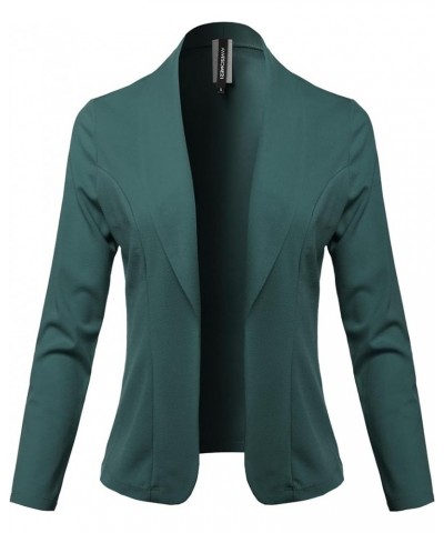 Women's Awesome 21 Solid Long Sleeve Open Front Office Blazer Jacket Aawcjl0072 Hunter Green $15.67 Blazers