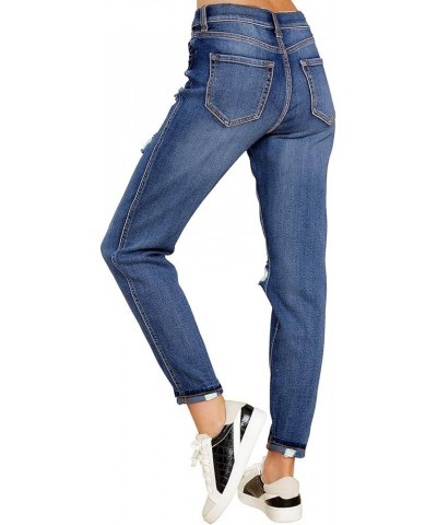 Women's Casual High Waisted Mom Jeans Ripped Stretchy Tapered Denim Pants Astro Indigo Blue $21.59 Jeans