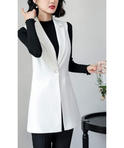 Women's Work Blazer Vest Sleeveless Open Front Cardigan Vests Lapel Business Blazer Jacket White $17.00 Vests