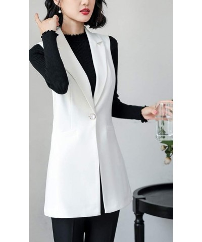 Women's Work Blazer Vest Sleeveless Open Front Cardigan Vests Lapel Business Blazer Jacket White $17.00 Vests