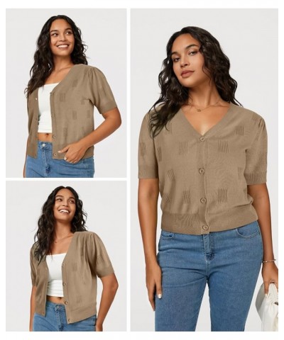 Womens Cardigans Summer 2024 Cropped Lightweight Short Sleeve Bolero Shrugs Sweater Cozy Clouds Camel $11.68 Sweaters