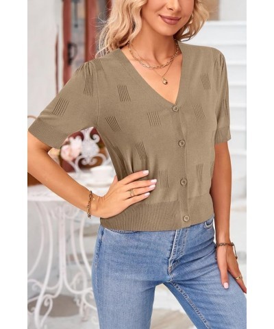 Womens Cardigans Summer 2024 Cropped Lightweight Short Sleeve Bolero Shrugs Sweater Cozy Clouds Camel $11.68 Sweaters