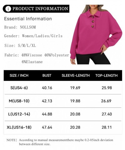 Casual Button Down Sweatshirts 2023 Long Sleeve V Neck Solid Pullover Tops Cute Relaxed Fit Sweatshirts Solid Rose Red $11.59...