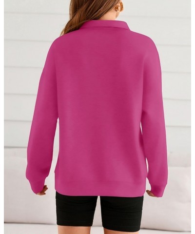 Casual Button Down Sweatshirts 2023 Long Sleeve V Neck Solid Pullover Tops Cute Relaxed Fit Sweatshirts Solid Rose Red $11.59...