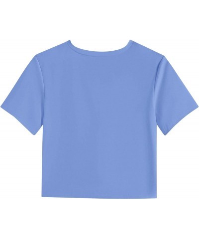 Women's Short Sleeve Twist Front Crop Tops Tee T-Shirt with Pocket. Light Blue $8.80 T-Shirts