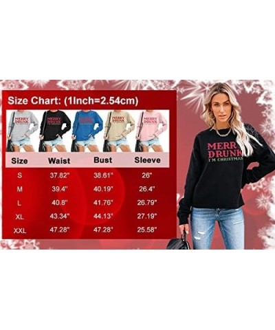 Merry Christmas Sweatshirt Women I'm Christmas Shirt Funny Letter Print Sweater Casual Fall Long Sleeve Tops Black $13.76 Hoo...